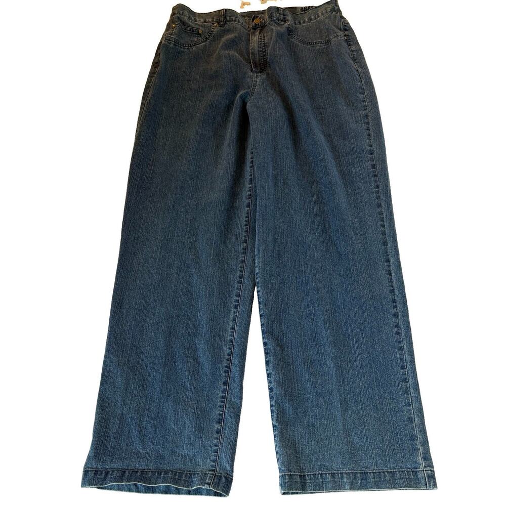 Vintage New Alfred Dunner Wide Leg Jeans Women’s 14 High Rise Elastic Waist